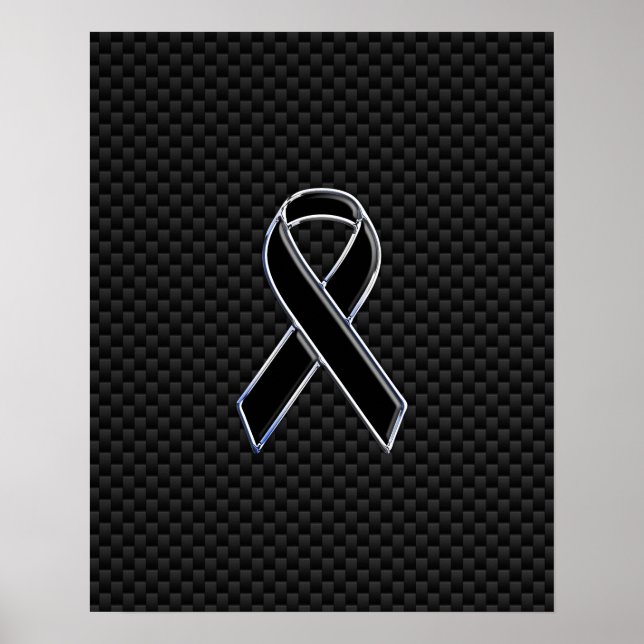 Ribbon Awareness Black Carbon Fibre Poster (Front)