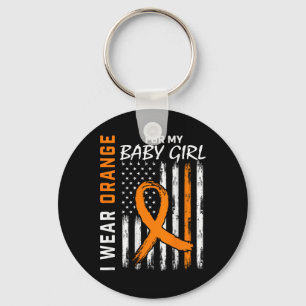 Ribbon Baby Girl Leukaemia Awareness Key Ring