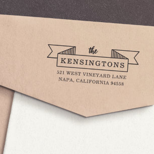 Ribbon Banner Return Address Self-inking Stamp