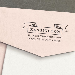 Ribbon Banner Return Address Self-inking Stamp