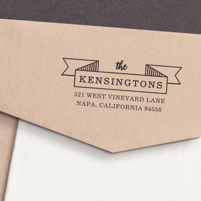 Ribbon Banner Return Address Self-inking Stamp (Creator Uploaded)
