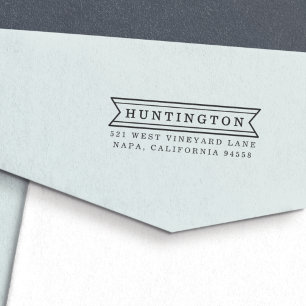 Ribbon Banner Return Address Stamp