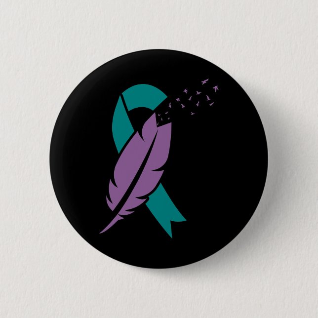 Ribbon Birds Feather Suicide Awareness Mental Heal 6 Cm Round Badge (Front)