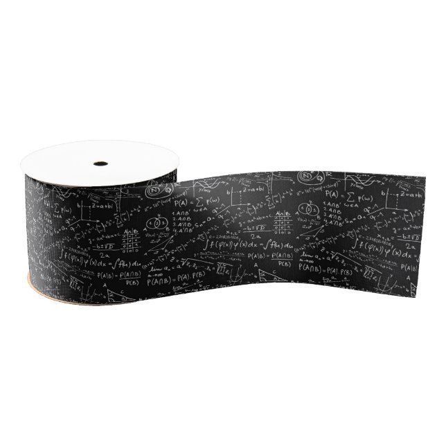 Ribbon - Black And White Math formula Grosgrain Ribbon (Spool)