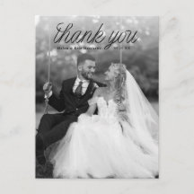 Ribbon Black Script Top Minimalist Wedding Photo 