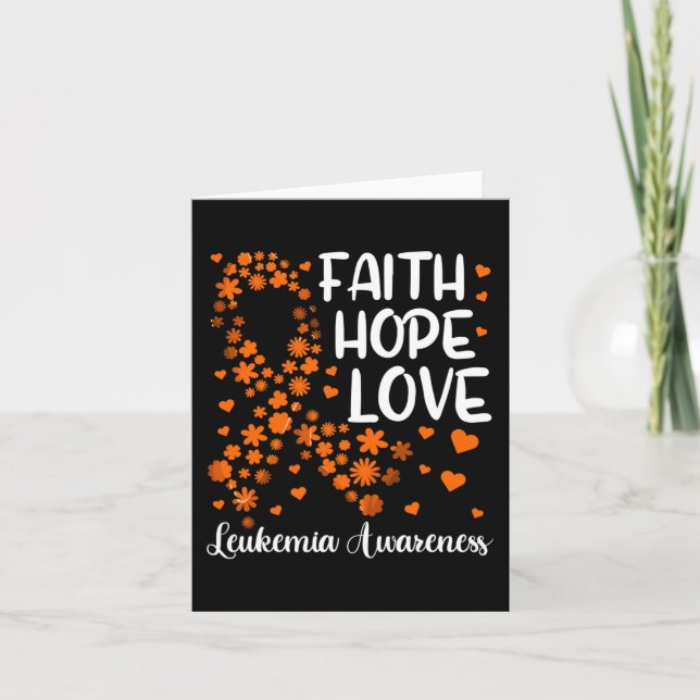 Ribbon Blood Cancer  Faith Hope Love Leukaemia Awa Card (Front)