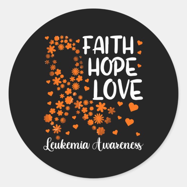 Ribbon Blood Cancer  Faith Hope Love Leukaemia Awa Classic Round Sticker (Front)