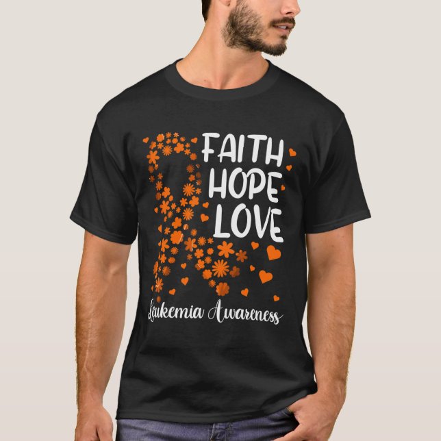 Ribbon Blood Cancer  Faith Hope Love Leukaemia Awa T-Shirt (Front)