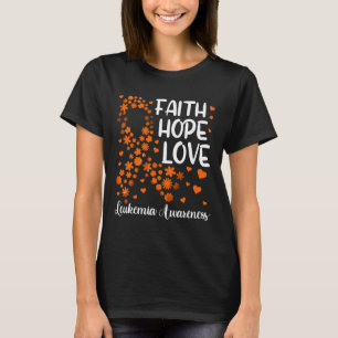 Ribbon Blood Cancer Faith Hope Love Leukaemia Awar T-Shirt