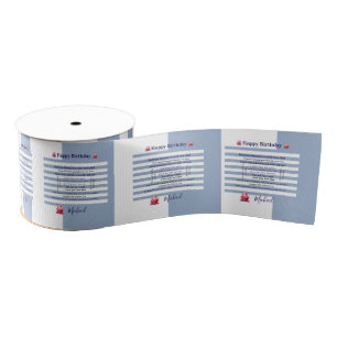 Ribbon Blue & White Stripe Happy Birthday Grosgrain Ribbon