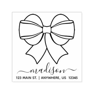 Ribbon Bow Address Self Inking Stamp