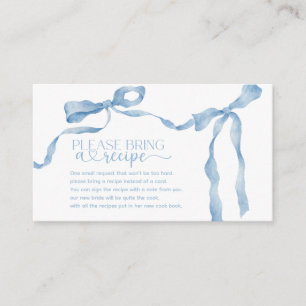 Ribbon Bow Blue White Bridal Shower Bring a Recipe Enclosure Card