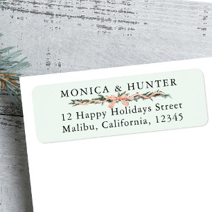 Ribbon Bow Border Return Address Pale Green 