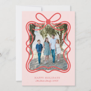  Ribbon Bow Christmas Holiday Modern Family Photo Card
