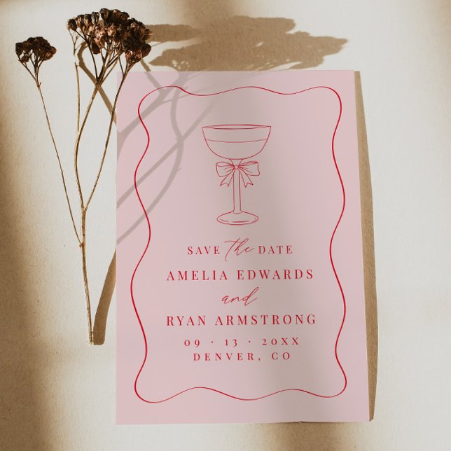 Ribbon Bow Elegant Modern Save The Date Invitation (Creator Uploaded)