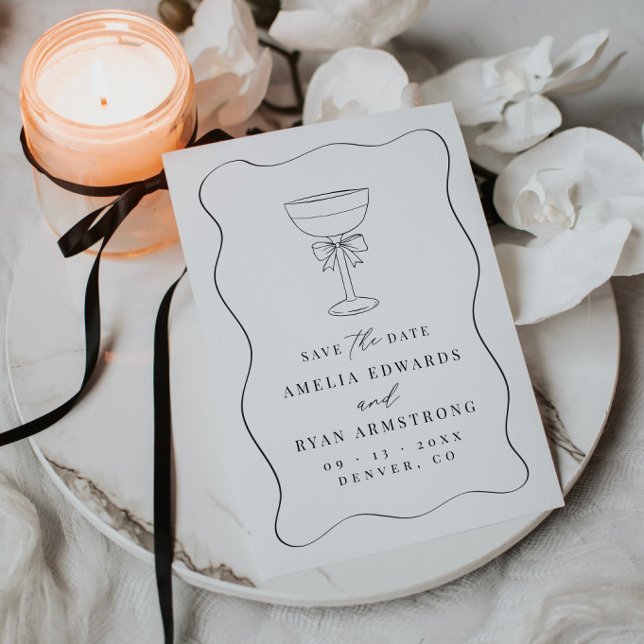 Ribbon Bow Elegant Modern Save The Date Invitation (Creator Uploaded)