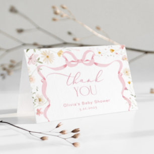Ribbon Bow frame Floral Baby shower Thank you