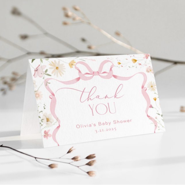 Ribbon Bow frame Floral Baby shower Thank you (Creator Uploaded)