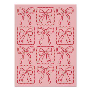Ribbon Bow Pink Red Poster