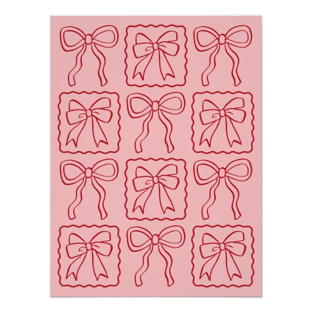 Ribbon Bow Pink Red Poster (Front)
