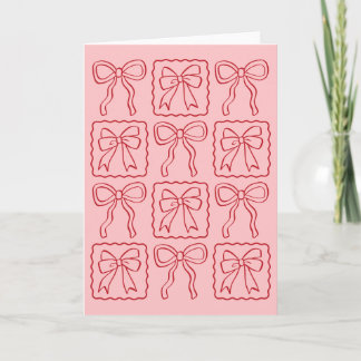 Ribbon Bow Pink Red Stationery Card