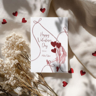 Ribbon Bows & Heart Balloons – Valentine’s Day Holiday Card