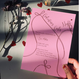 Ribbon Bows – Modern Galentine's girls night Invitation