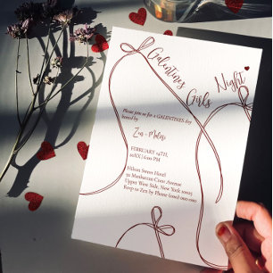 Ribbon Bows – Modern Galentine's girls night Invitation