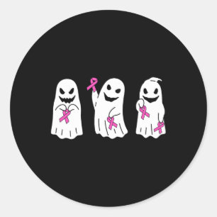 Ribbon Breast Cancer Awareness Ghost Women Kids To Classic Round Sticker