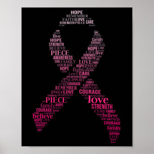 Ribbon Breast Cancer Awareness Montage Men Women  Poster