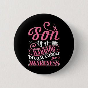 Ribbon Breast Cancer Awareness Son Of Warrior Boys 6 Cm Round Badge