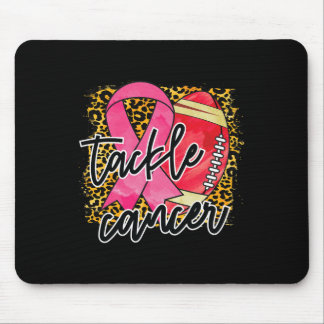 Ribbon Breast Cancer Awareness Tackle Cancer Footb Mouse Pad