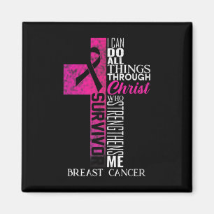 Ribbon Breast Cancer Survivor Christian Cross  Magnet