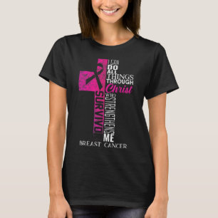 Ribbon Breast Cancer Survivor Christian Cross T-Shirt