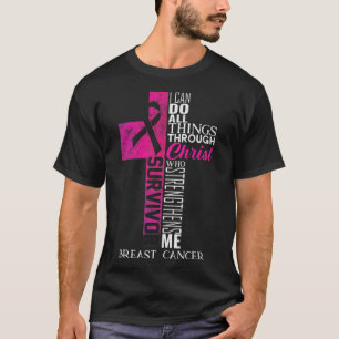 Ribbon Breast Cancer Survivor Christian Cross T-Shirt