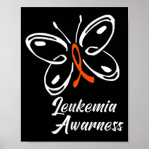 Ribbon Butterfly Aml Leukaemia Awareness 88 Poster