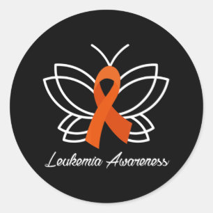 Ribbon Butterfly Aml Leukaemia Awareness Classic Round Sticker