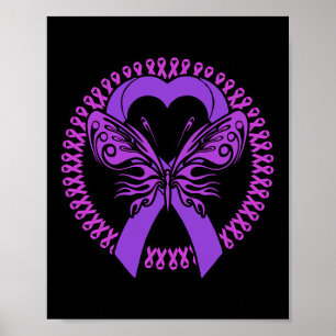 Ribbon Butterfly - Fibromyalgia Awareness  Poster