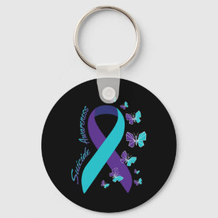 Ribbon Butterfly Suicide Awareness Mental Health Key Ring