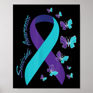 Ribbon Butterfly Suicide Awareness Mental Health Poster