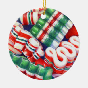RIBBON CANDY Ceramic Circle Ornament