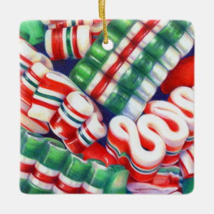 RIBBON CANDY Ceramic Square Ornament