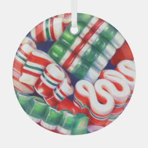RIBBON CANDY Glass Circle Ornament