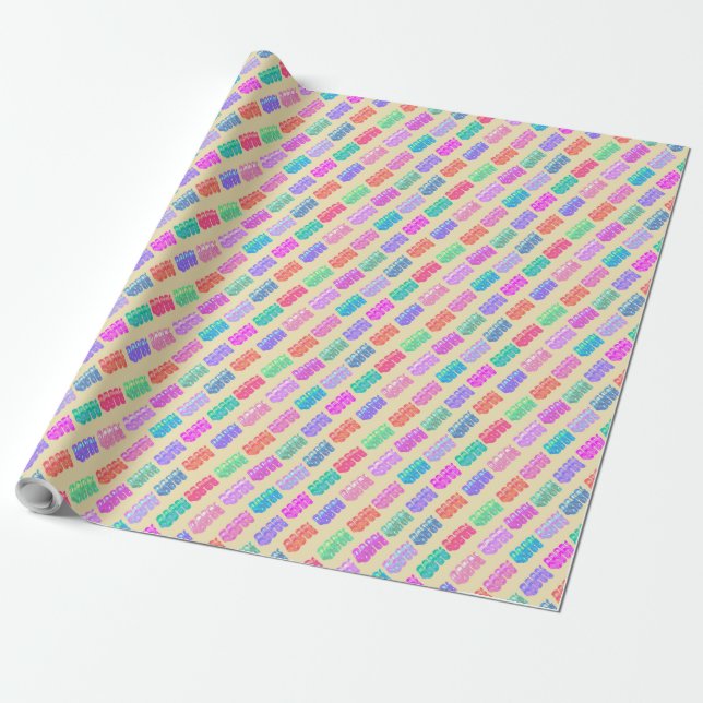 Ribbon Candy in Pink Lemonade Wrapping Paper (Unrolled)