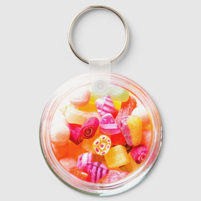 Ribbon candy jar cute colourful old fashioned  key ring (Front)