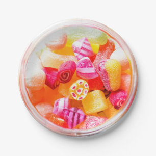 Ribbon candy jar cute colourful sweets paper plate