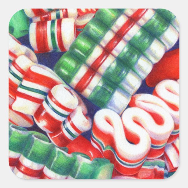 RIBBON CANDY Large Square Stickers (Front)