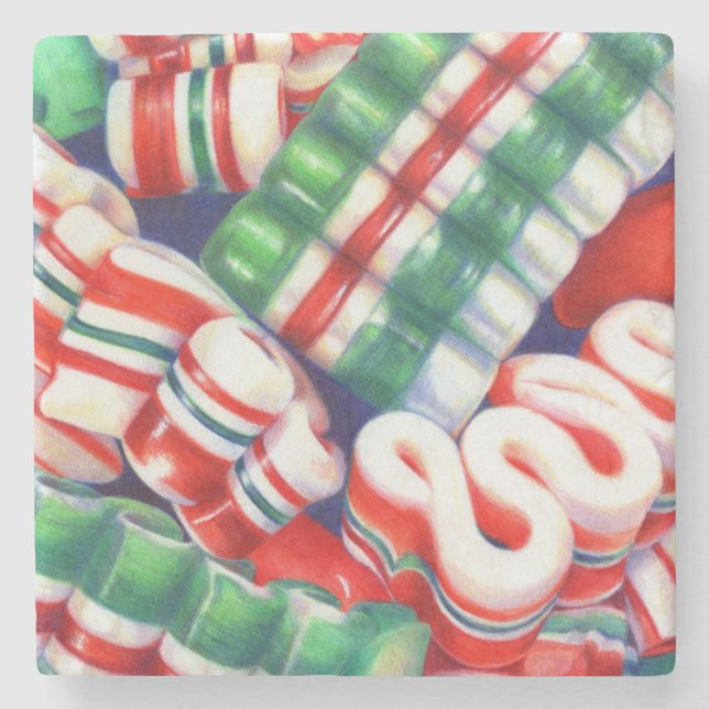 RIBBON CANDY Marble Stone Coaster (Front)