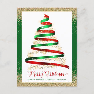 Ribbon Christmas Tree Corporate Business Logo Postcard