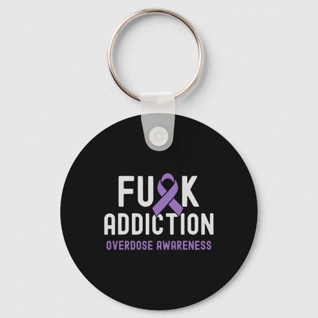 Ribbon Fck Addiction Overdose Awareness 2  Key Ring (Front)